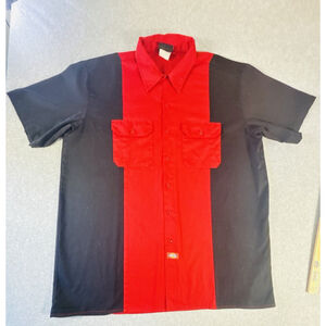 Dickies Work Shirt XXL Red Black Color Block Mechanic Button Up